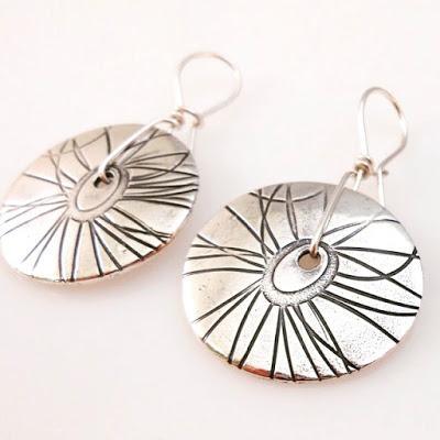Fine Silver Flower Discs with Sterling Kidney Wire Earrin...
