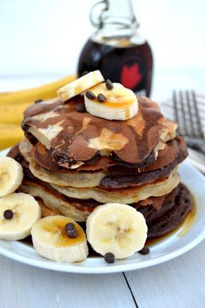 Chocolate and Banana Swirled Pancakes