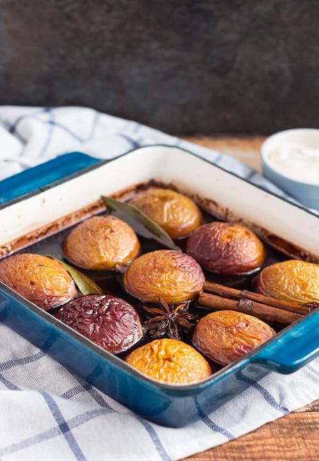 Make Ahead Easy Oven Roasted Nectarines in Red Wine