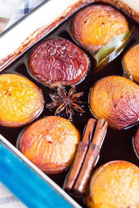 Make Ahead Easy Oven Roasted Nectarines in Red Wine