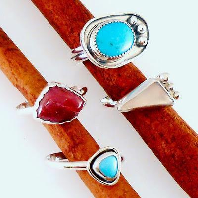 Turquoise, Thulite and Rose Quartz Rings All handmade rin...