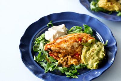 Cheese-Filled Chicken Breast with Guacamole