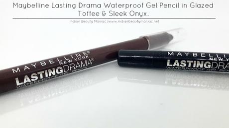 Maybelline Lasting drama waterproof gel pencils, Glazed Toffee, Sleek Onyx, Review, Swatch, Indian Beauty Maniac, Indian Beauty Blogger, Indian Makeup Blogger