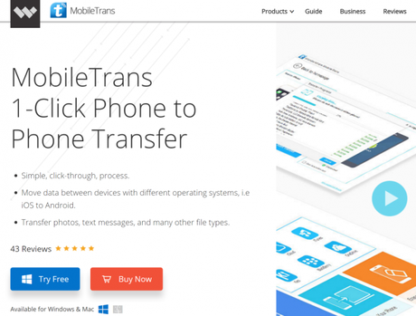 1 Click Phone to Phone Transfer – Wondershare MobileTrans Review