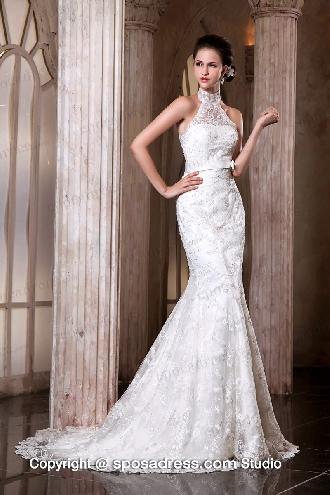 Queen Anne lace mermaid wedding dress