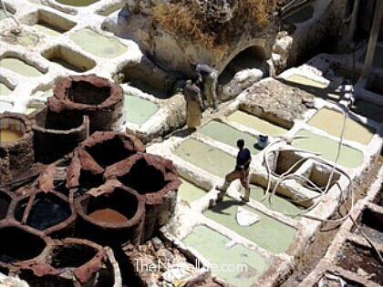 Tannery located in Morocco - bird poo is used to tan the leather