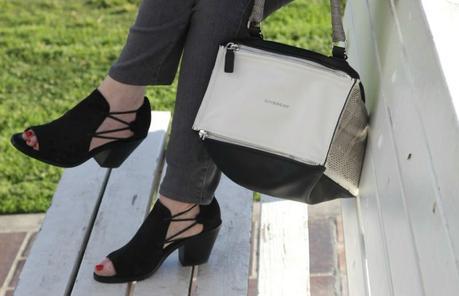 Eileen Fisher peep toe sandal, Givenchy Pandora bag