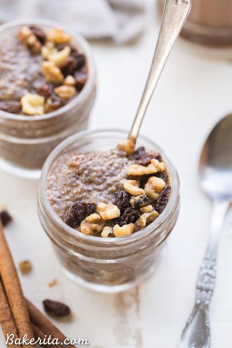 This Cinnamon Raisin Chia Pudding is an irresistibly delicious breakfast or snack made with only five ingredients and five minutes of prep. It's made with almond milk and naturally sweetened with dates, making it Paleo, vegan, and Whole30-compliant.