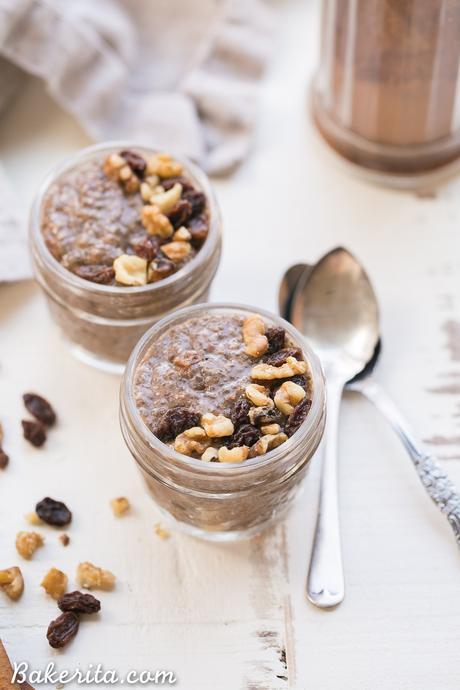 This Cinnamon Raisin Chia Pudding is an irresistibly delicious breakfast or snack made with only five ingredients and five minutes of prep. It's made with almond milk and naturally sweetened with dates, making it Paleo, vegan, and Whole30-compliant.