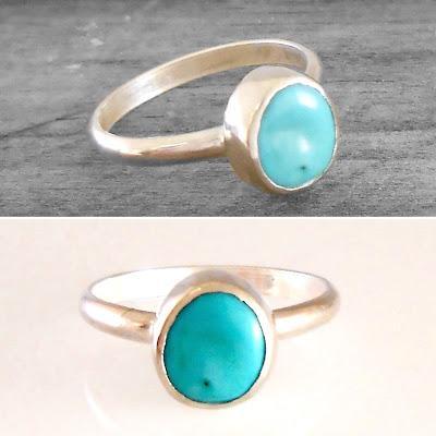 Turquoise Solitaire Stacking Sterling Silver Ring A darli...