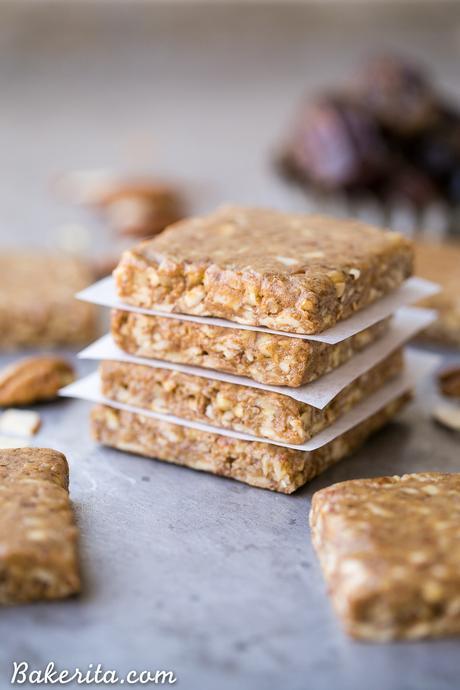 These Pecan Pie Protein Bars are chewy, filling, and taste like pecan pie - only five ingredients needed! These collagen-packed protein bars require no baking and they're gluten-free, Paleo, and Whole30-approved.