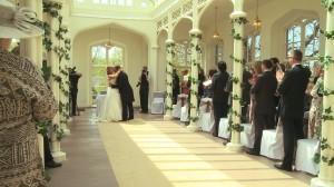 summer wedding at St Audries park in somerset in the orangery being filmed