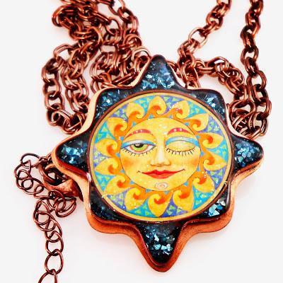 Copper Bezel Resin Sun Necklace Sun and nature worshipper...