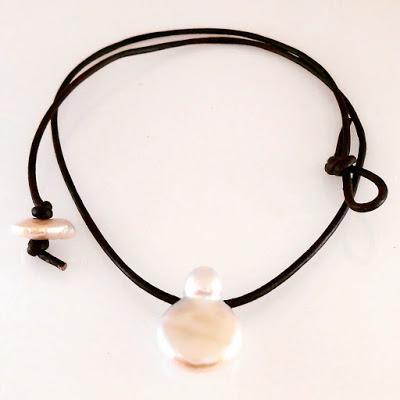 Freshwater Pearl Natural Dye Leather Choker Hand-drilled ...