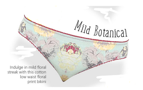 Low-waist, cotton panty with floral streak
