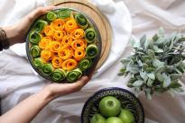 Courgette and Butternut Squash Rose Tart with Lemon Roast Potatoes | Vegan