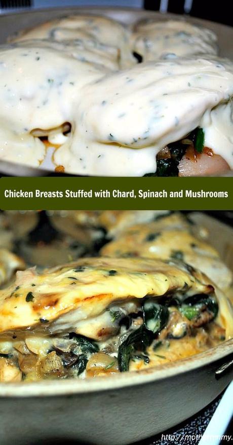 Chicken Breasts Stuffed with Chard, Spinach and Mushrooms