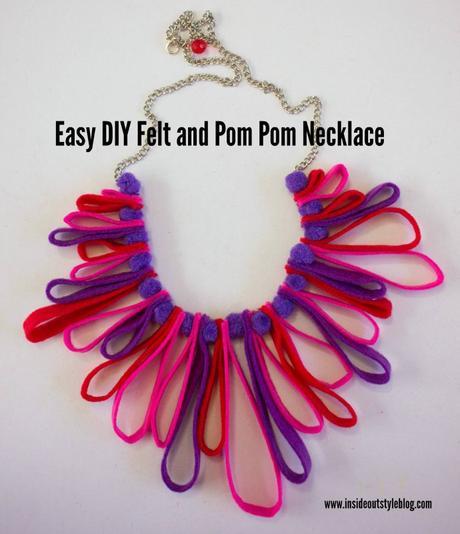 How to make an easy felt and pom pom necklace - www.insideoutstyleblog.com