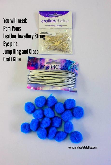 How to makea simple leather and pom pom necklace - DIY instructions - www.insideoutstyleblog.com