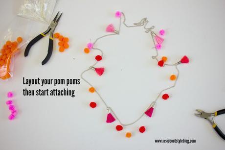 Easy make it yourself instructions for a pom pom and tassel necklace - www.insideoutstyleblog.com
