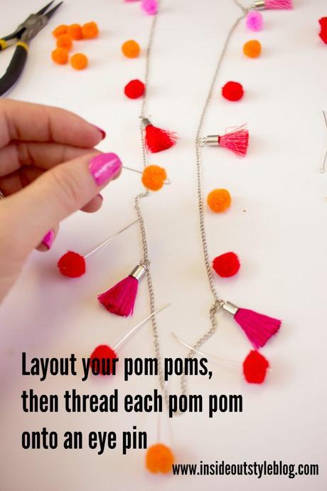 Easy make it yourself instructions for a pom pom and tassel necklace - www.insideoutstyleblog.com