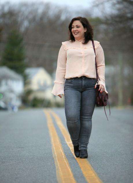 What I Wore: Peach and Grey