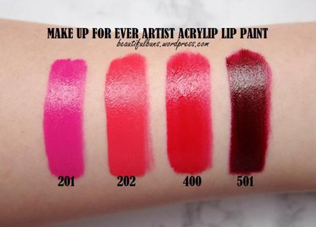 Review/Swatches: Make Up For Ever Artist Acrylip Lip Paint