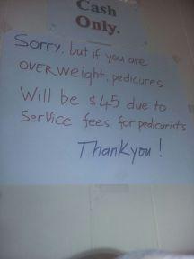 Charging Fat Folks Extra for a Pedicure?