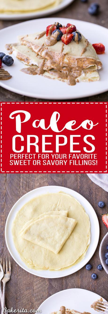 These Paleo Crepes can make any meal taste taste decadent, but they're made with healthy, clean ingredients. The batter is made in the blender in just a few minutes and they only take a minute or two to cook. You can fill them with any sweet or savory fillings you can think of! The possibilities are endless...