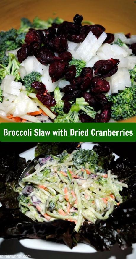 Broccoli Slaw with Dried Cranberries and a Sweet and Spicy Honey Dijon Dressing