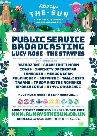 Guildford’s Always the Sun Festival announces first wave of acts for 2017 including Public Service Broadcasting, Lucy Rose and Tall Ships