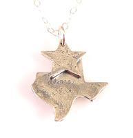 State of Texas with Stars on Sterling Silver Necklace A h...