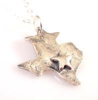 State of Texas with Stars on Sterling Silver Necklace A h...