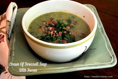 Slender Cream of Broccoli Soup with Bacon