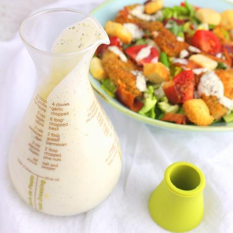 Fried Green Tomato BLT Salad for #SundaySupper Fried Green Tomato BLT Salad with Homemade Ranch Dressing