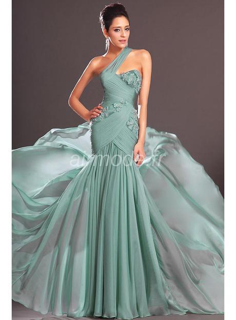 Chic Mermaid One Shoulder Applique Chiffon Evening Dresses Dresses