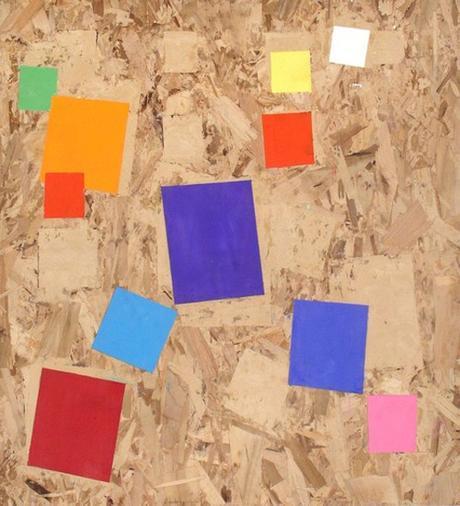 Multicolor Cubes on Plywood At Mass Art Auction