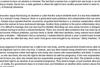 abortion pro life arguments essay