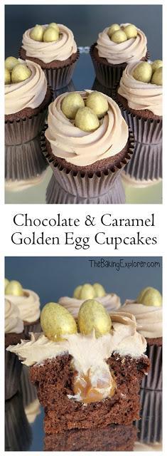 Chocolate & Caramel Golden Egg Cupcakes