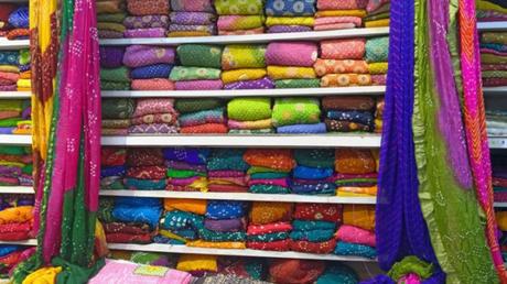 Fabrics at Kishanpol Bazaar in Jaipur