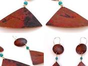 Heat Patina Copper Turquoise Dangle Earrings Playing
