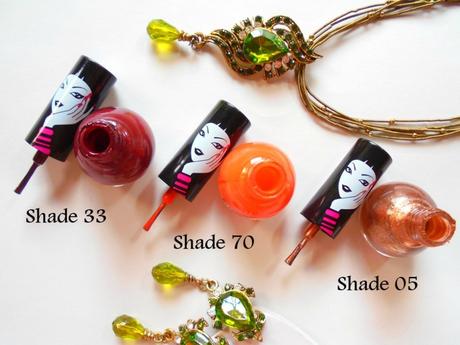 Elle 18 Nail Pops in 70, 05 and 33 Review & NOTD