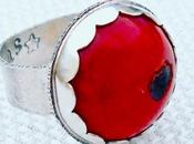 Coral Cabochon Sterling Silver Ring Cabocho...