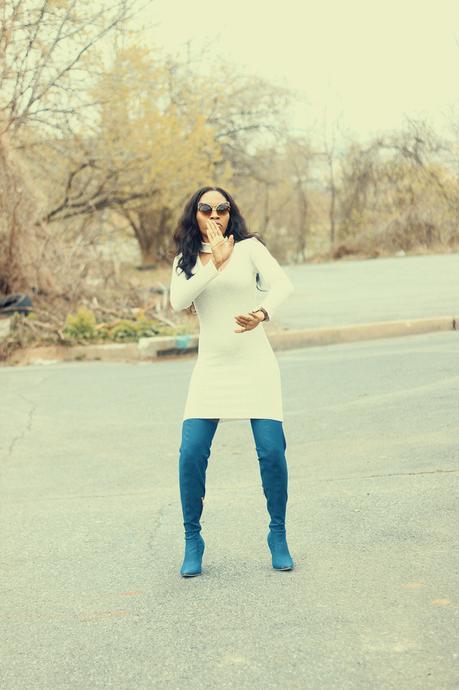 What I Wore: Denim Thigh High Boots