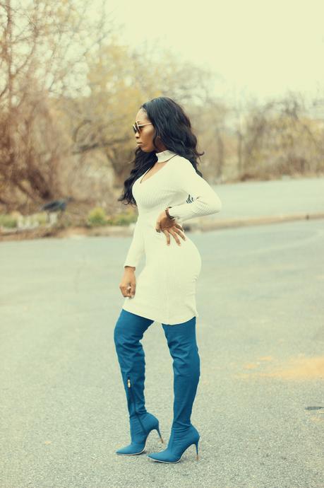 What I Wore: Denim Thigh High Boots