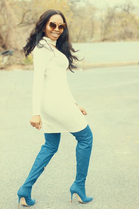 What I Wore: Denim Thigh High Boots