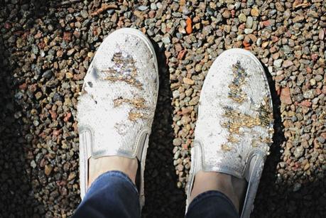 Catching Up… distressed sequin sneakers