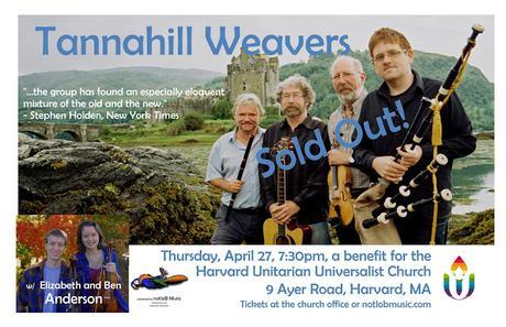 The Tannahill Weavers w/ Elizabeth and Ben Anderson 4/27 is SOLD OUT!