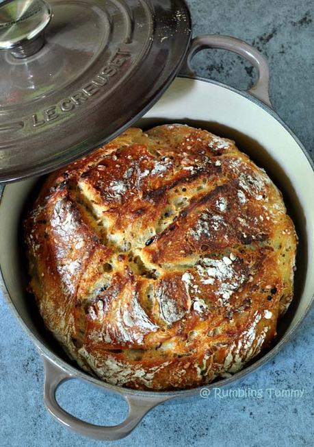 Mixed seed no knead bread