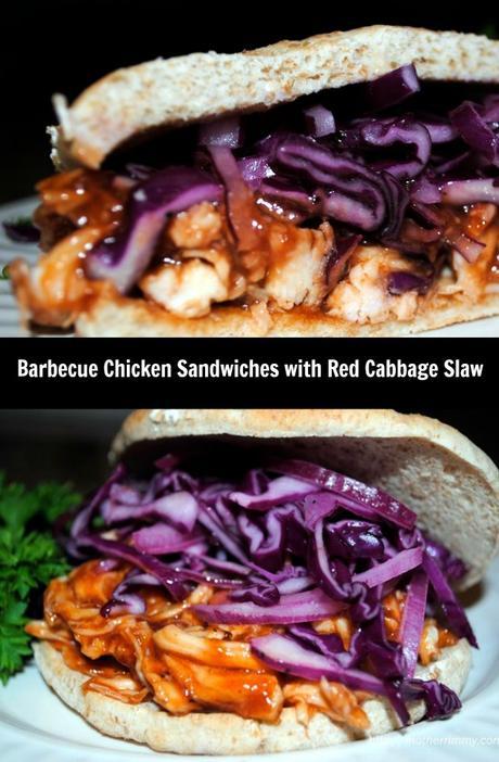 Barbecue Chicken Sandwich with Red Cabbage Slaw